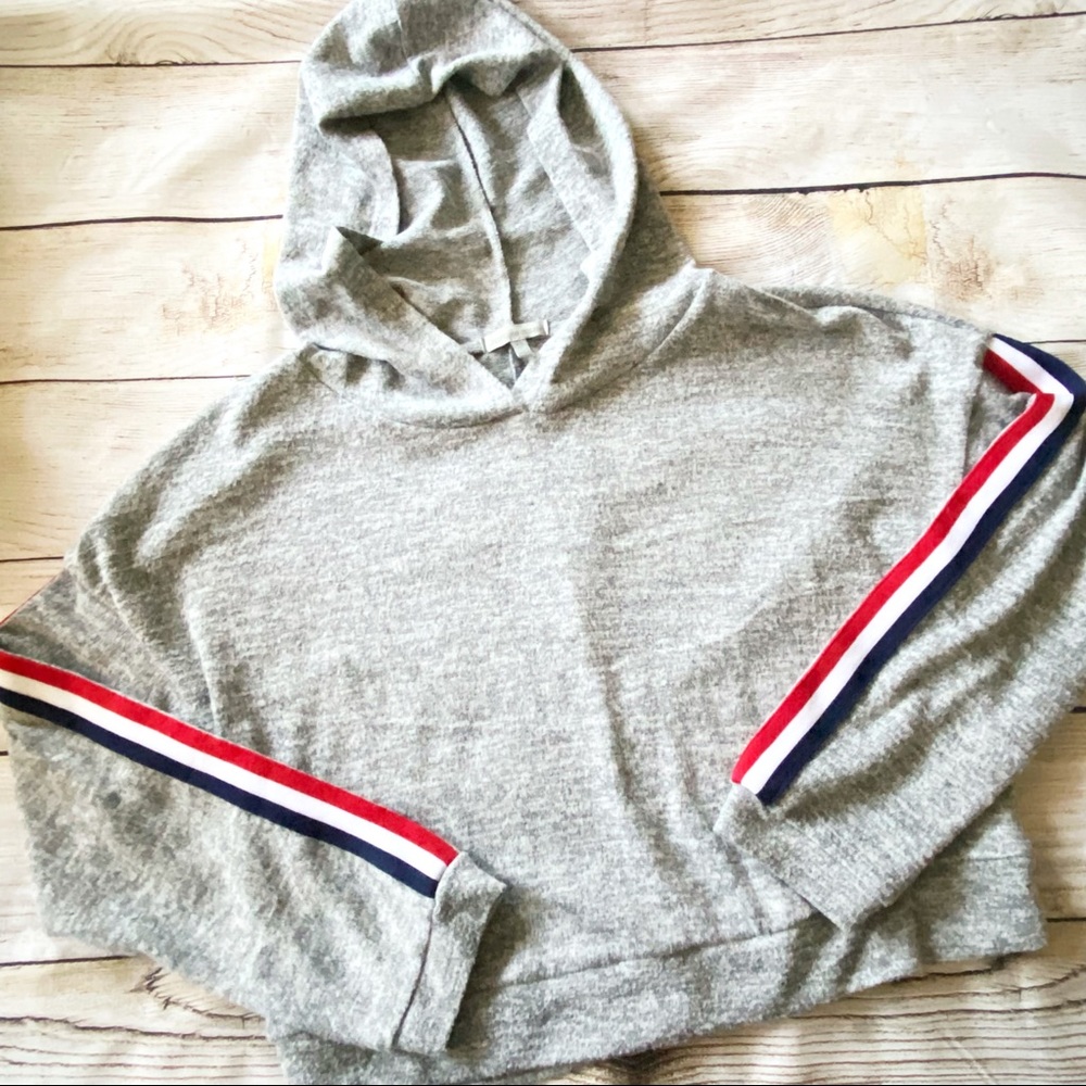 Grey Cropped Pullover Sweatshirt Size XS